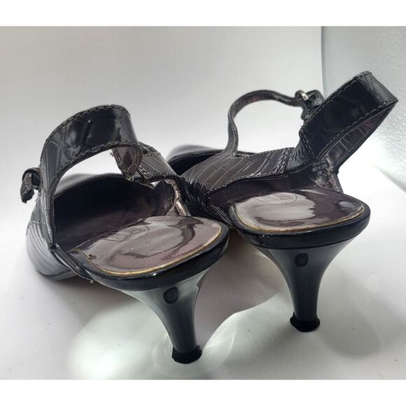 Circa Joan David Crocodile Leather Kitten Sling Back Heels Size 6.5 - Picture 4 of 6